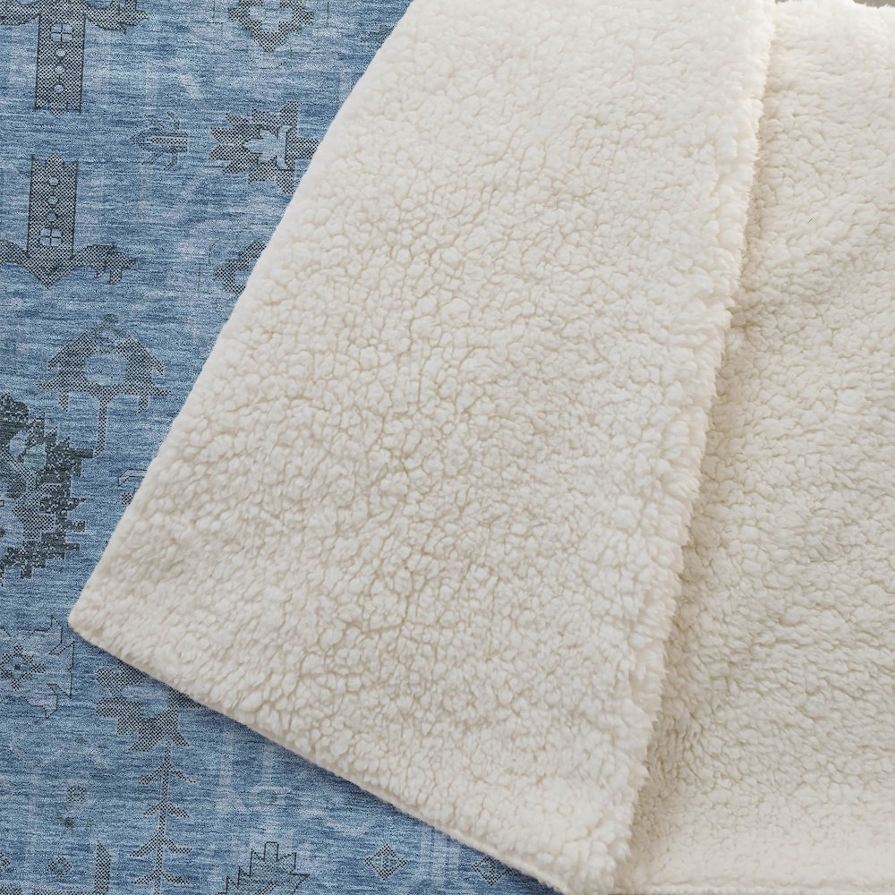 Premium Machine Washable ASB697 Blue 50" x 70" Sherpa Throw Blanket. Picture 2