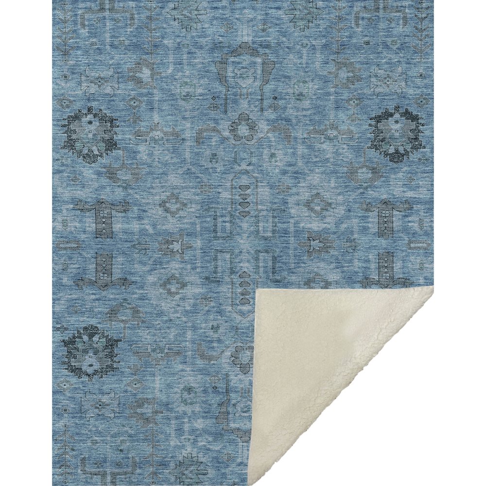 Premium Machine Washable ASB697 Blue 50" x 70" Sherpa Throw Blanket. Picture 1