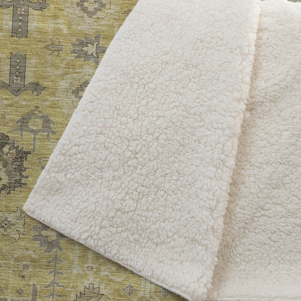 Premium Machine Washable ASB697 Gold 50" x 70" Sherpa Throw Blanket. Picture 2