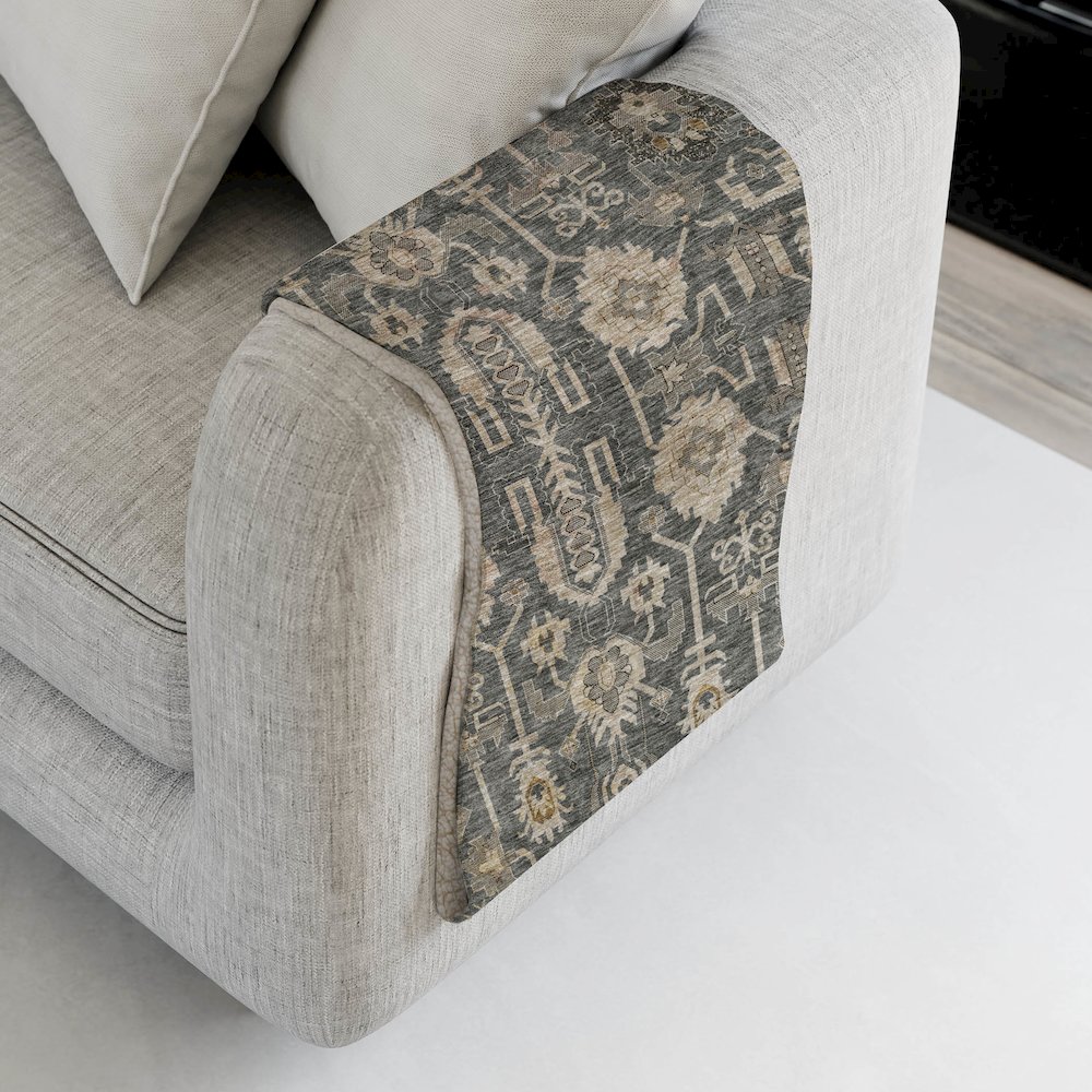Premium Machine Washable ASB697 Gray 50" x 70" Sherpa Throw Blanket. Picture 4