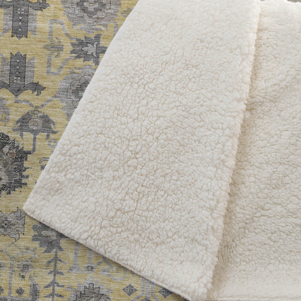 Premium Machine Washable ASB697 Honey 50" x 70" Sherpa Throw Blanket. Picture 2