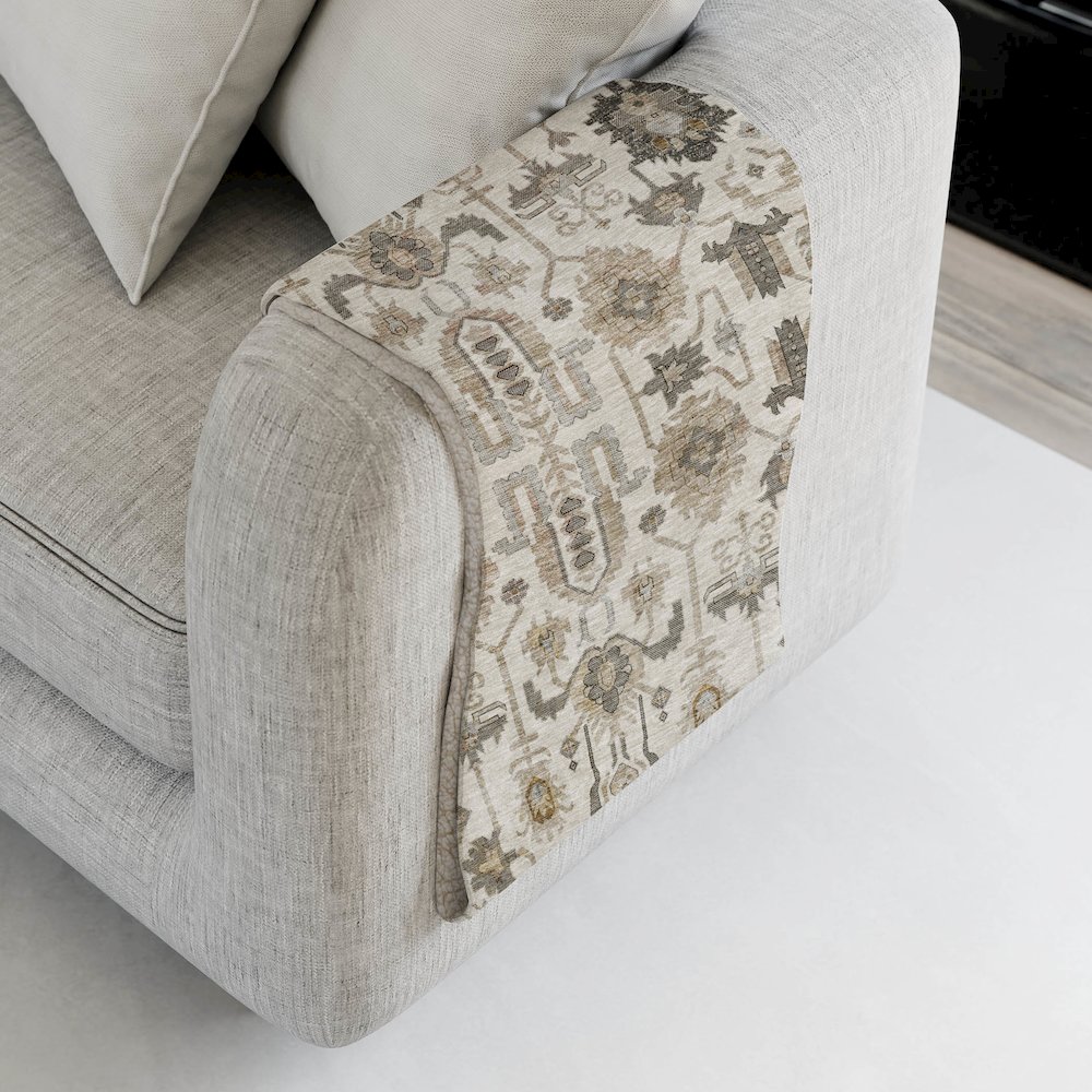 Premium Machine Washable ASB697 Ivory 50" x 70" Sherpa Throw Blanket. Picture 4