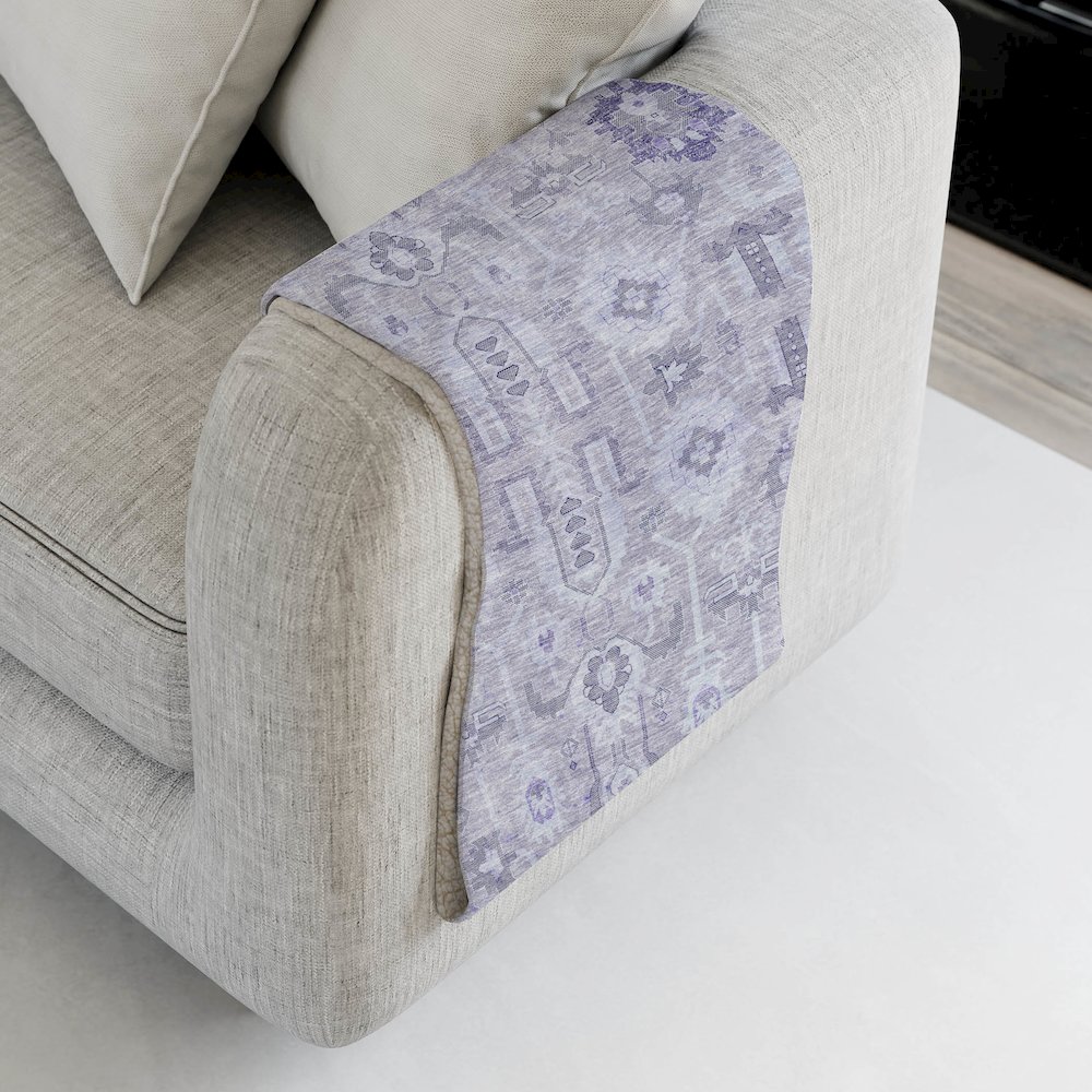 Premium Machine Washable ASB697 Lavender 50" x 70" Sherpa Throw Blanket. Picture 4