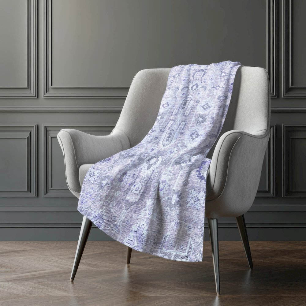 Premium Machine Washable ASB697 Lavender 50" x 70" Sherpa Throw Blanket. Picture 5