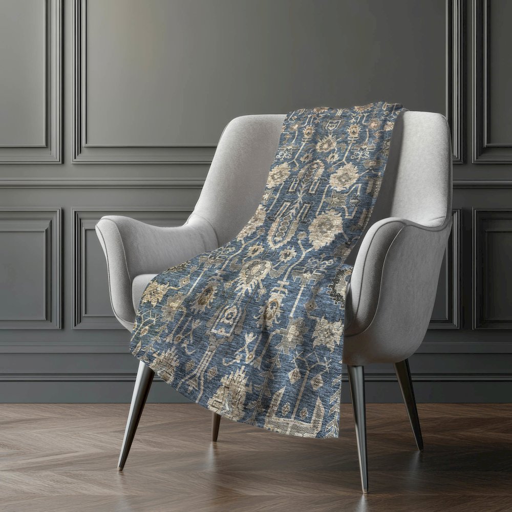 Premium Machine Washable ASB697 Navy 50" x 70" Sherpa Throw Blanket. Picture 5