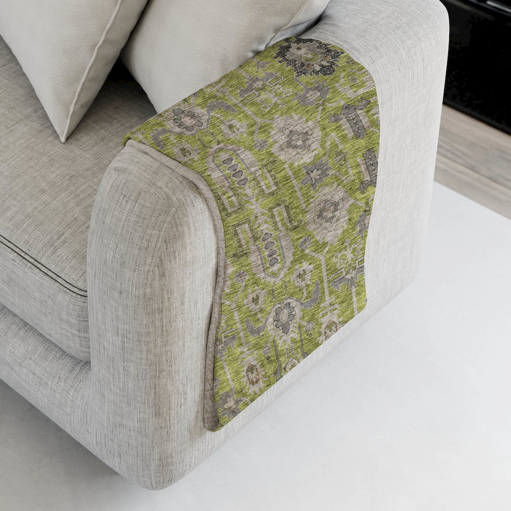 Premium Machine Washable ASB697 Olive 50" x 70" Sherpa Throw Blanket. Picture 4