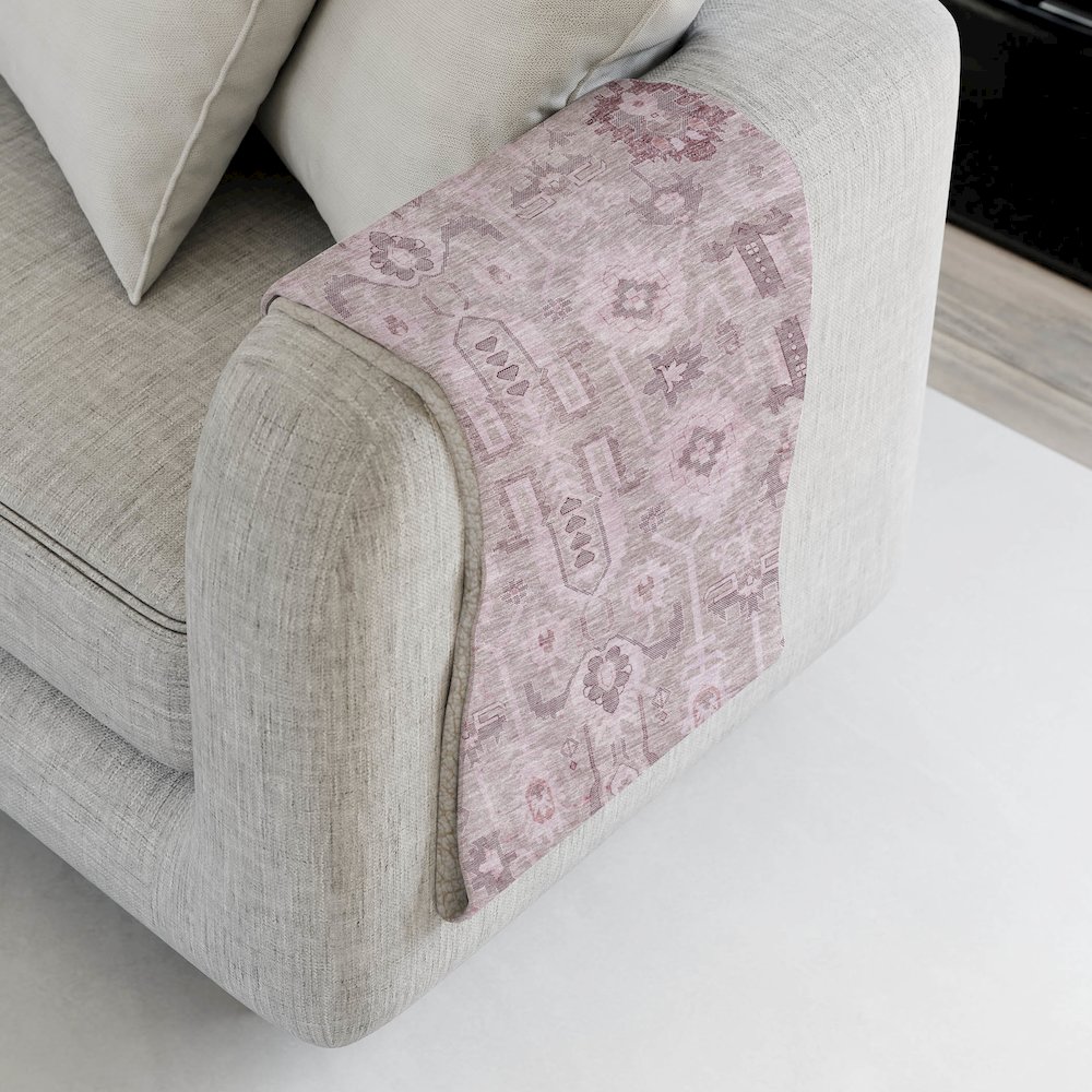 Premium Machine Washable ASB697 Pink 50" x 70" Sherpa Throw Blanket. Picture 4