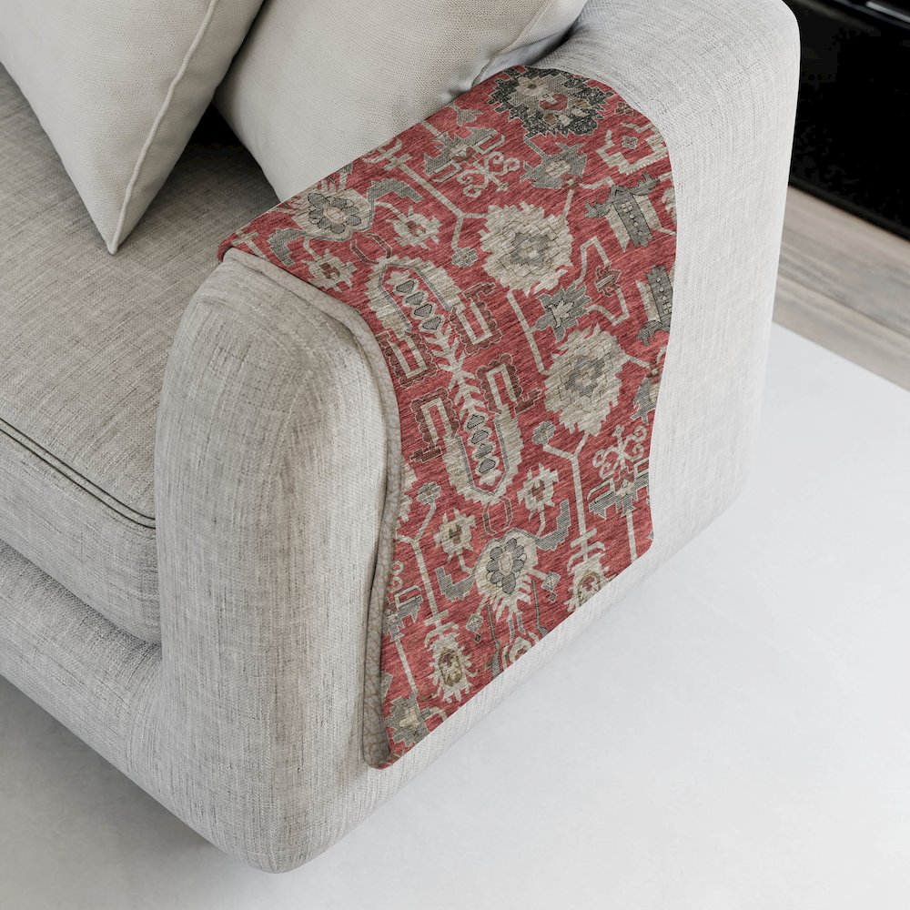 Premium Machine Washable ASB697 Red 50" x 70" Sherpa Throw Blanket. Picture 4