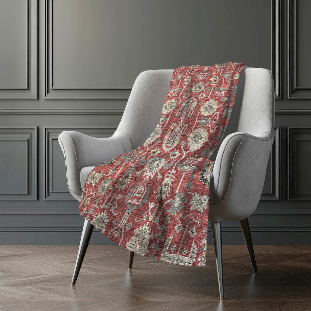 Premium Machine Washable ASB697 Red 50" x 70" Sherpa Throw Blanket. Picture 5