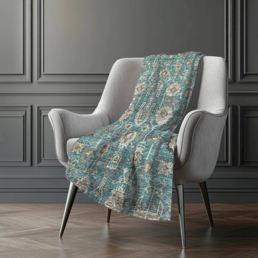 Premium Machine Washable ASB697 Teal 50" x 70" Sherpa Throw Blanket. Picture 5