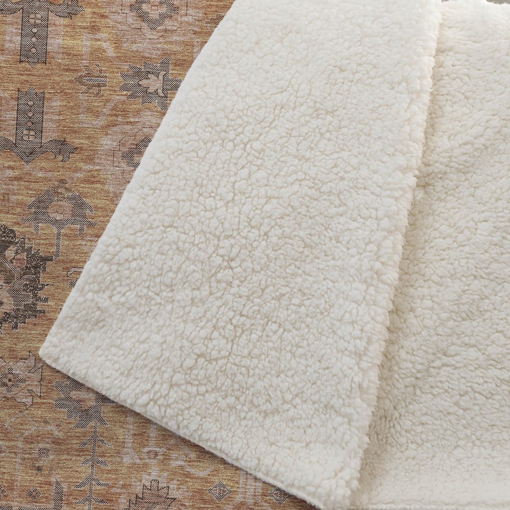 Premium Machine Washable ASB697 Terracotta 50" x 70" Sherpa Throw Blanket. Picture 2
