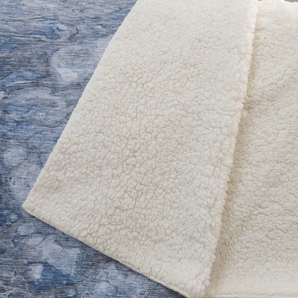 Premium Machine Washable ASB698 Blue 50" x 70" Sherpa Throw Blanket. Picture 2