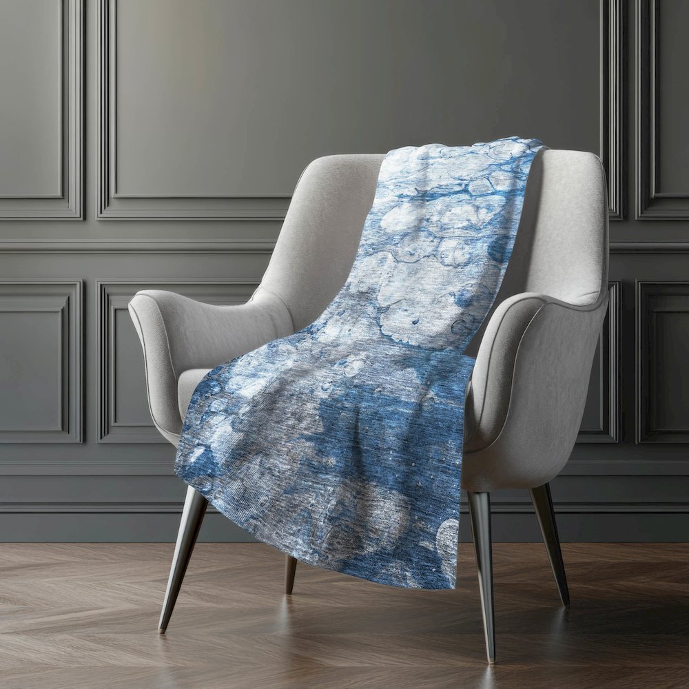 Premium Machine Washable ASB698 Blue 50" x 70" Sherpa Throw Blanket. Picture 5