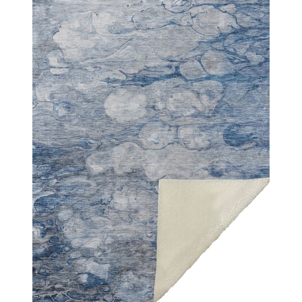 Premium Machine Washable ASB698 Blue 50" x 70" Sherpa Throw Blanket. Picture 1