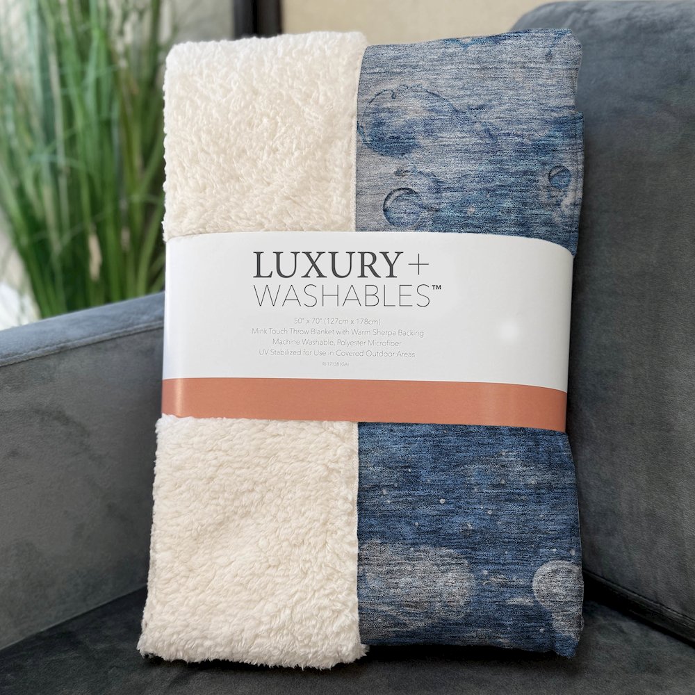 Premium Machine Washable ASB698 Blue 50" x 70" Sherpa Throw Blanket. Picture 3