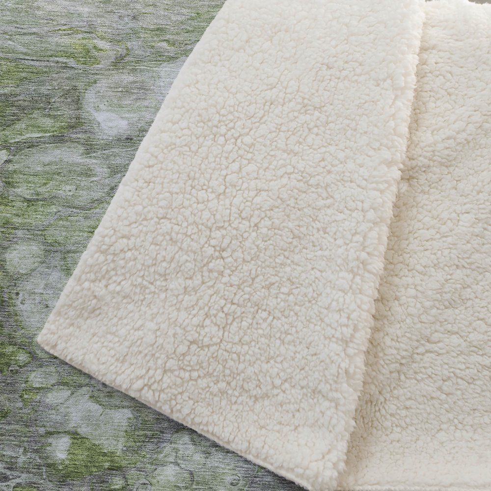 Premium Machine Washable ASB698 Olive 50" x 70" Sherpa Throw Blanket. Picture 2