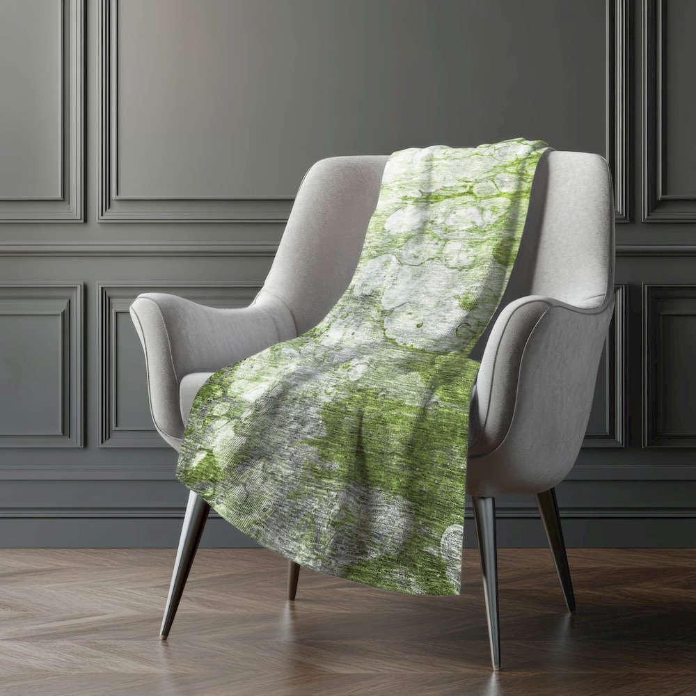 Premium Machine Washable ASB698 Olive 50" x 70" Sherpa Throw Blanket. Picture 5