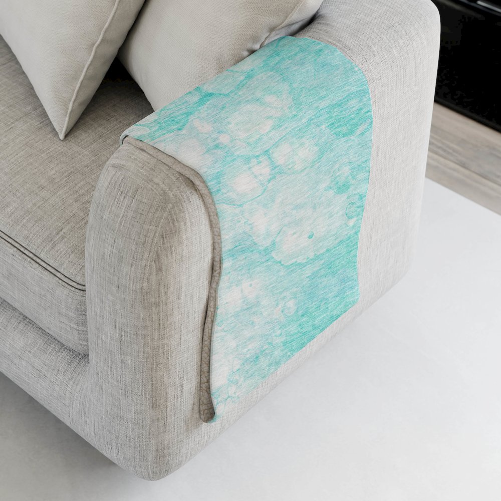 Premium Machine Washable ASB699 Aqua 50" x 70" Sherpa Throw Blanket. Picture 4