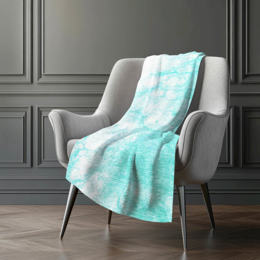 Premium Machine Washable ASB699 Aqua 50" x 70" Sherpa Throw Blanket. Picture 5