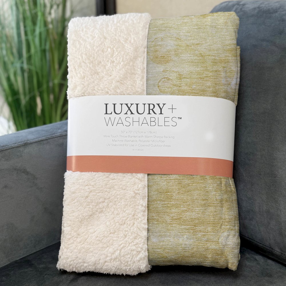 Premium Machine Washable ASB699 Gold 50" x 70" Sherpa Throw Blanket. Picture 3