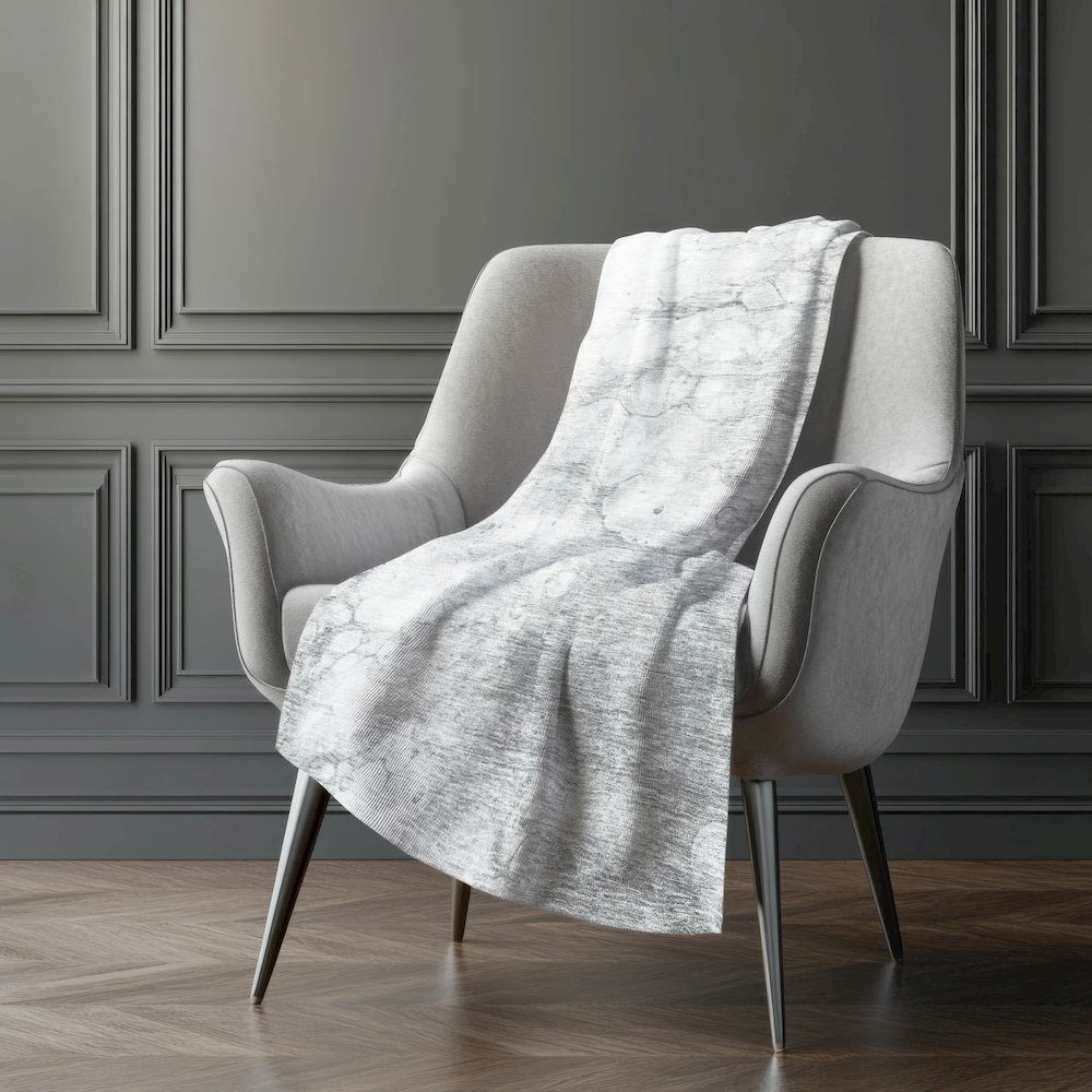 Premium Machine Washable ASB699 Silver 50" x 70" Sherpa Throw Blanket. Picture 5