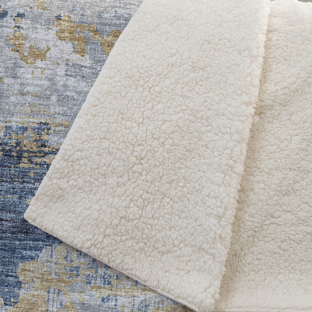 Premium Machine Washable ASB69 Blue 50" x 70" Sherpa Throw Blanket. Picture 2