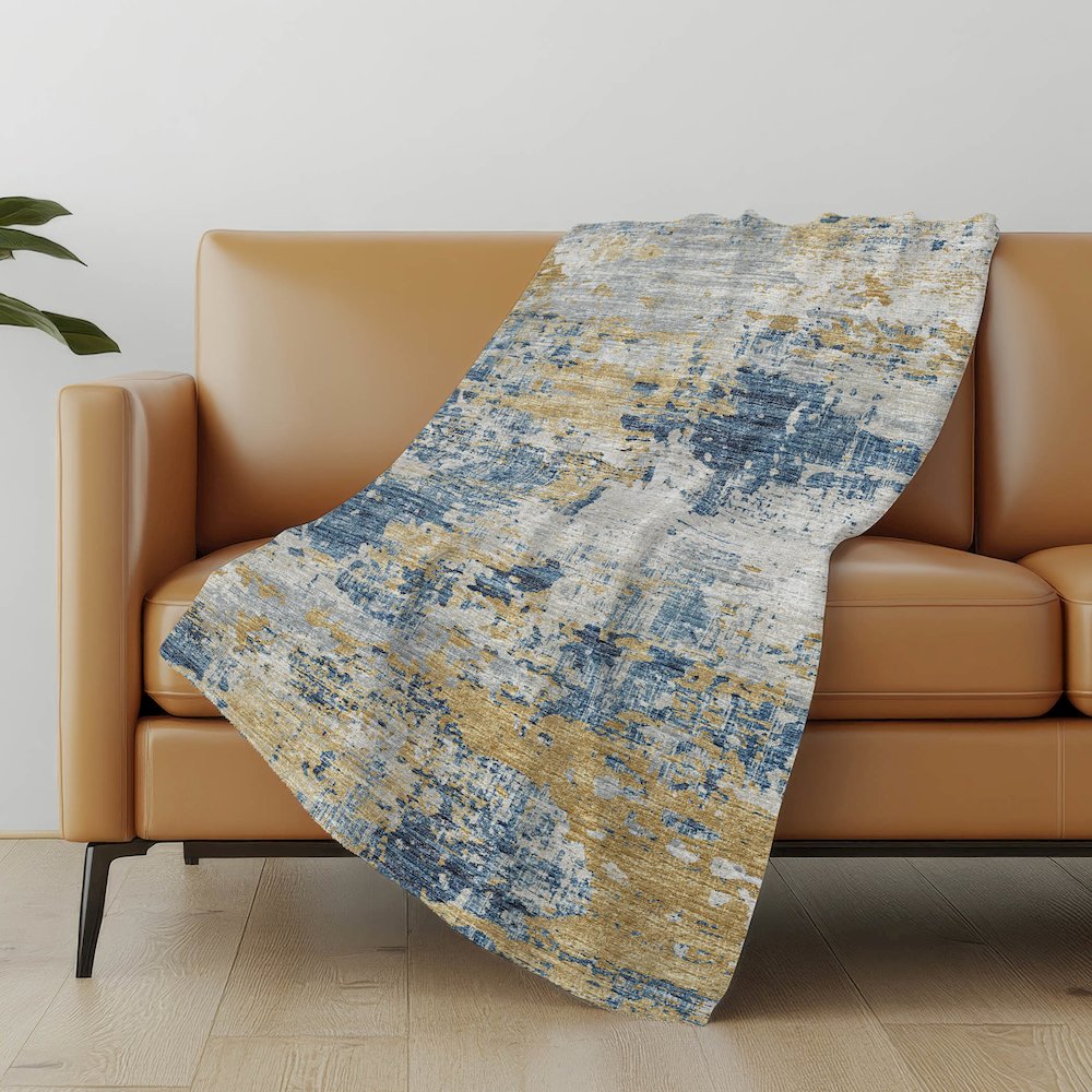 Premium Machine Washable ASB69 Blue 50" x 70" Sherpa Throw Blanket. Picture 4