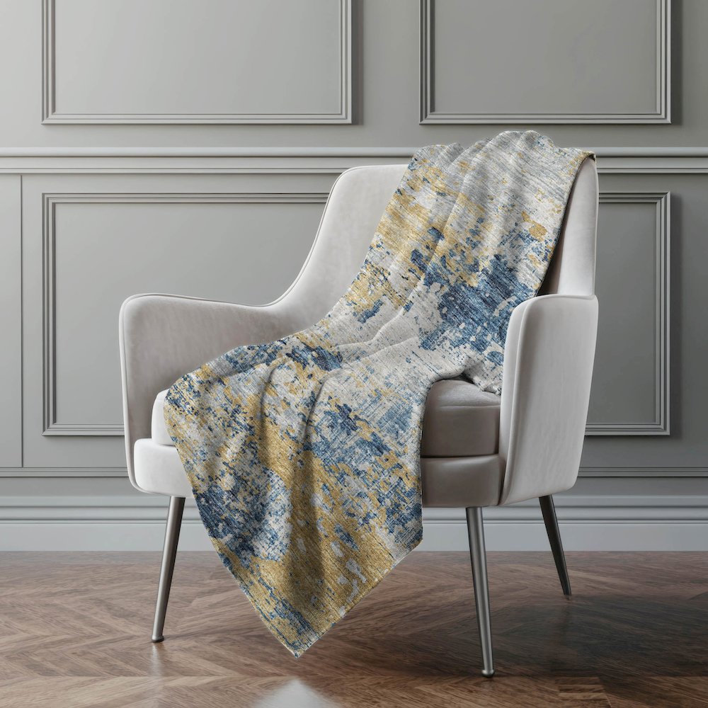 Premium Machine Washable ASB69 Blue 50" x 70" Sherpa Throw Blanket. Picture 5