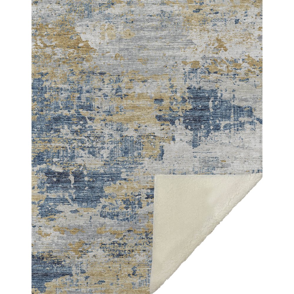 Premium Machine Washable ASB69 Blue 50" x 70" Sherpa Throw Blanket. Picture 1