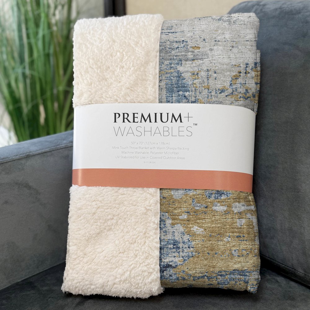 Premium Machine Washable ASB69 Blue 50" x 70" Sherpa Throw Blanket. Picture 3