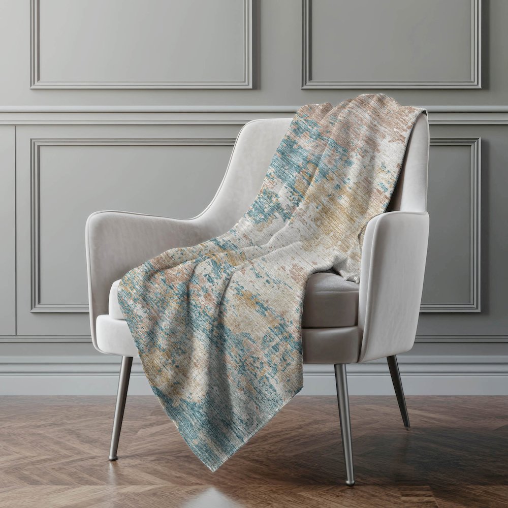 Premium Machine Washable ASB69 Teal 50" x 70" Sherpa Throw Blanket. Picture 5