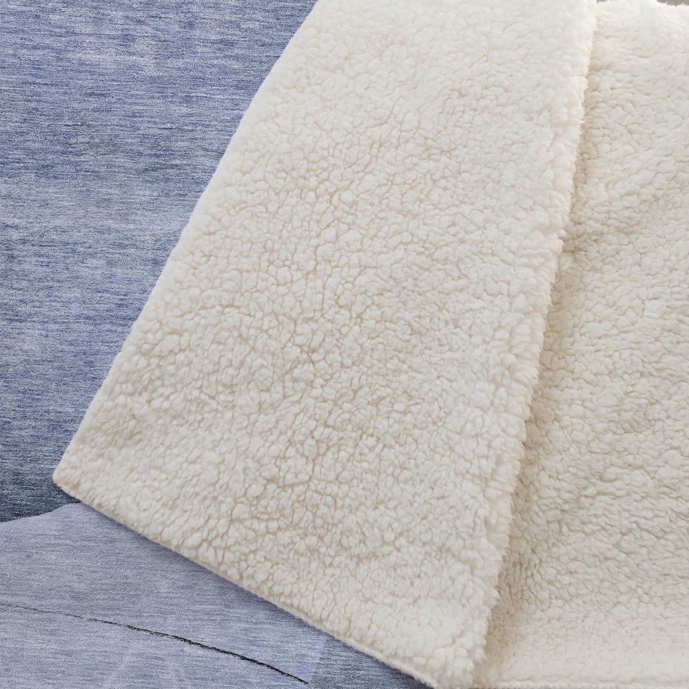 Premium Machine Washable ASB700 Blue 50" x 70" Sherpa Throw Blanket. Picture 2