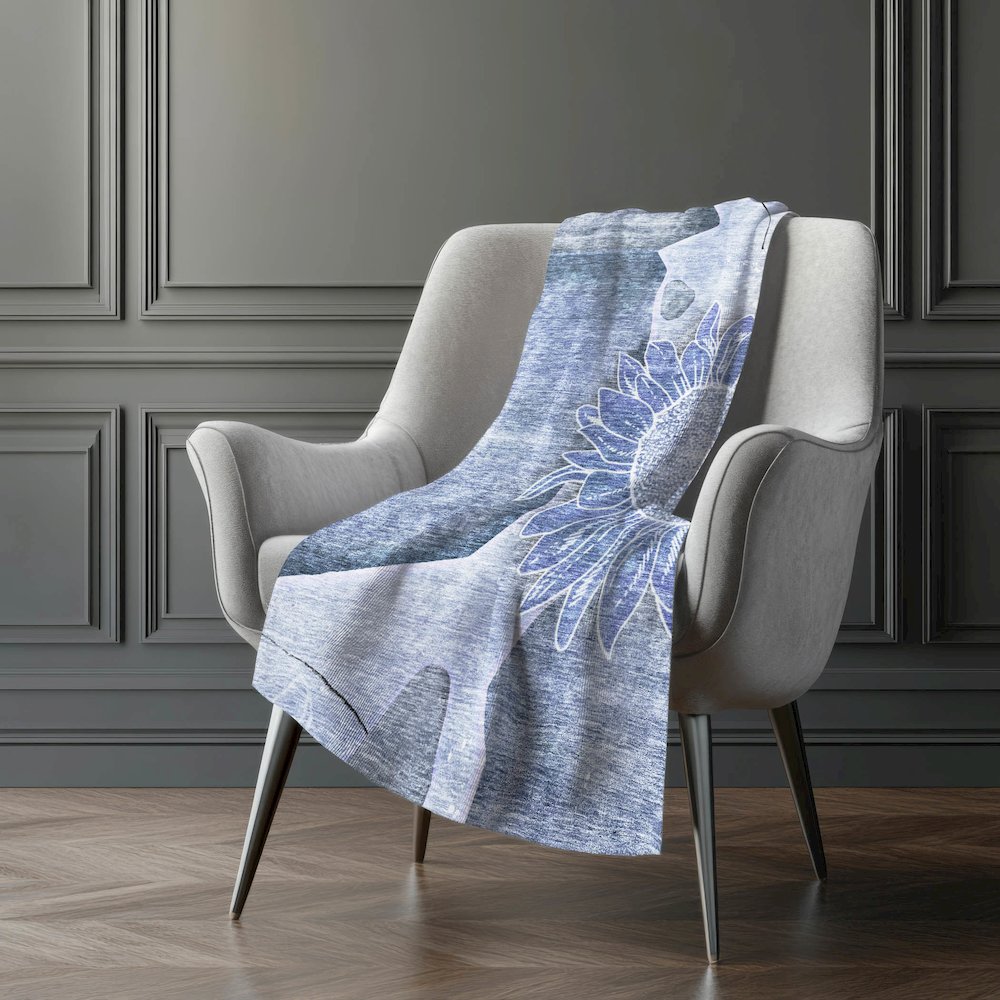 Premium Machine Washable ASB700 Blue 50" x 70" Sherpa Throw Blanket. Picture 5