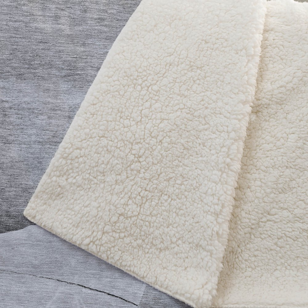 Premium Machine Washable ASB700 Gray 50" x 70" Sherpa Throw Blanket. Picture 2