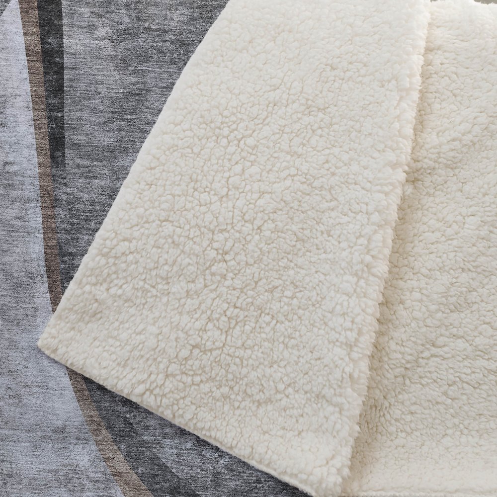 Premium Machine Washable ASB701 Gray 50" x 70" Sherpa Throw Blanket. Picture 2