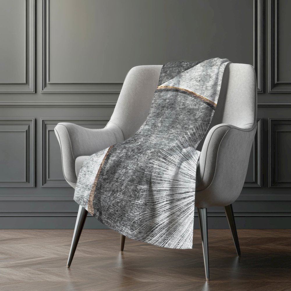 Premium Machine Washable ASB701 Gray 50" x 70" Sherpa Throw Blanket. Picture 5