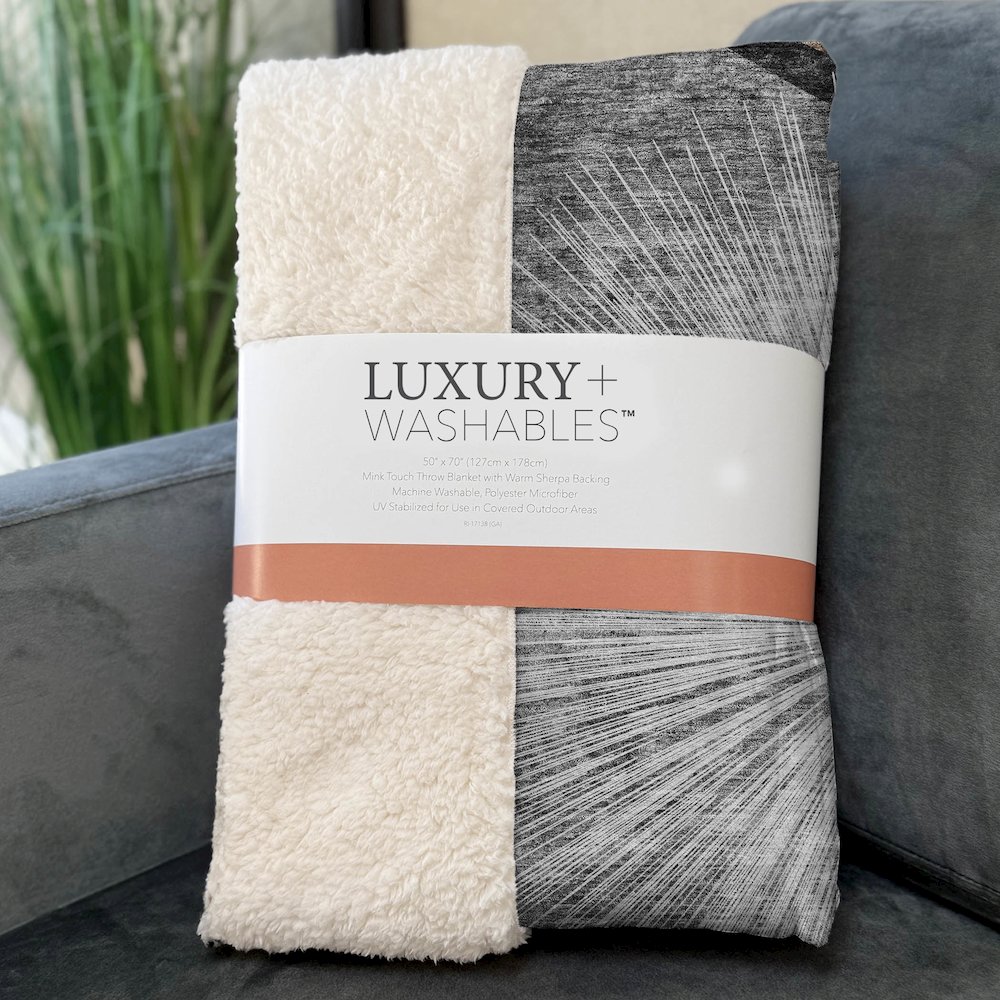 Premium Machine Washable ASB701 Gray 50" x 70" Sherpa Throw Blanket. Picture 3