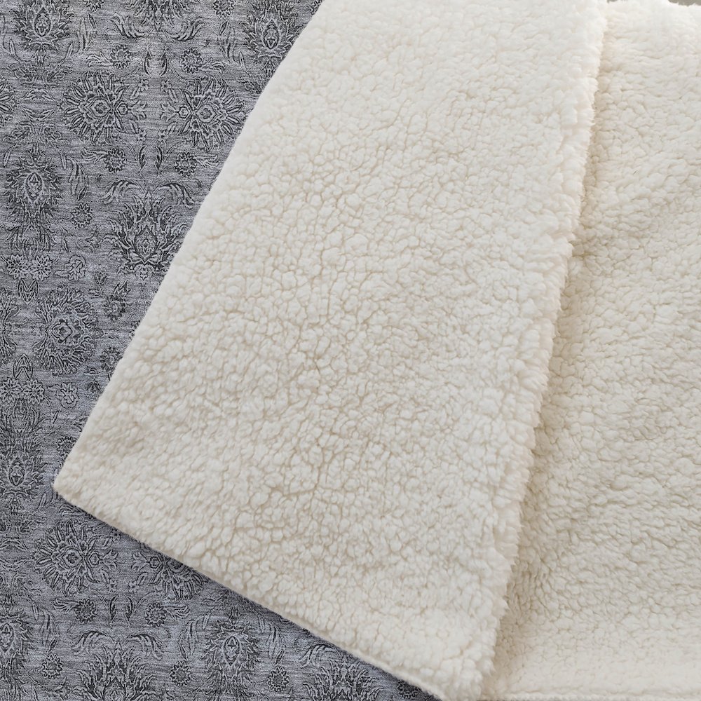 Premium Machine Washable ASB702 Gray 50" x 70" Sherpa Throw Blanket. Picture 2