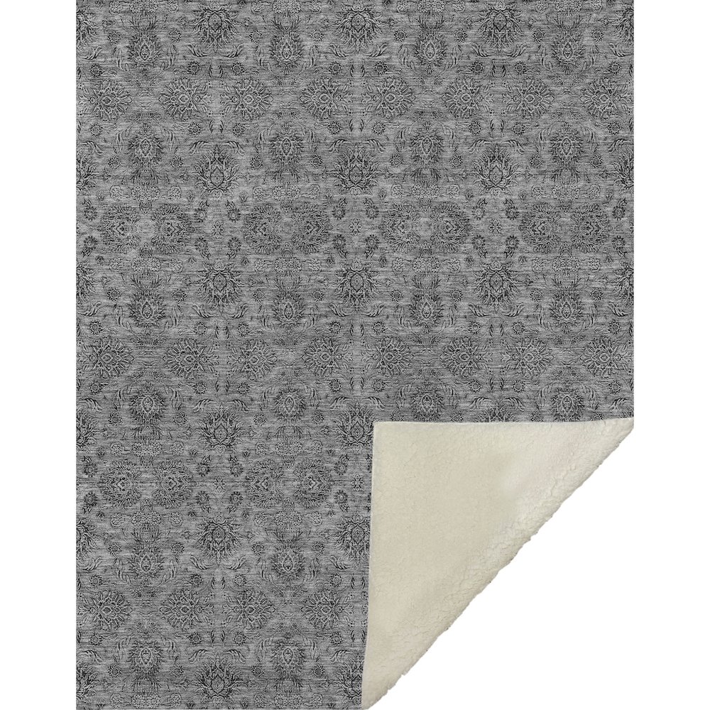 Premium Machine Washable ASB702 Gray 50" x 70" Sherpa Throw Blanket. Picture 1