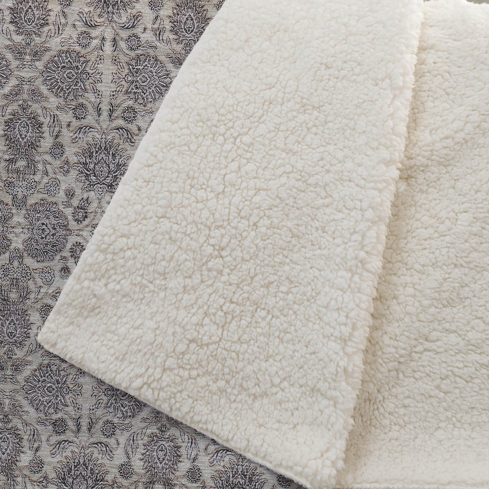 Premium Machine Washable ASB702 Ivory 50" x 70" Sherpa Throw Blanket. Picture 2