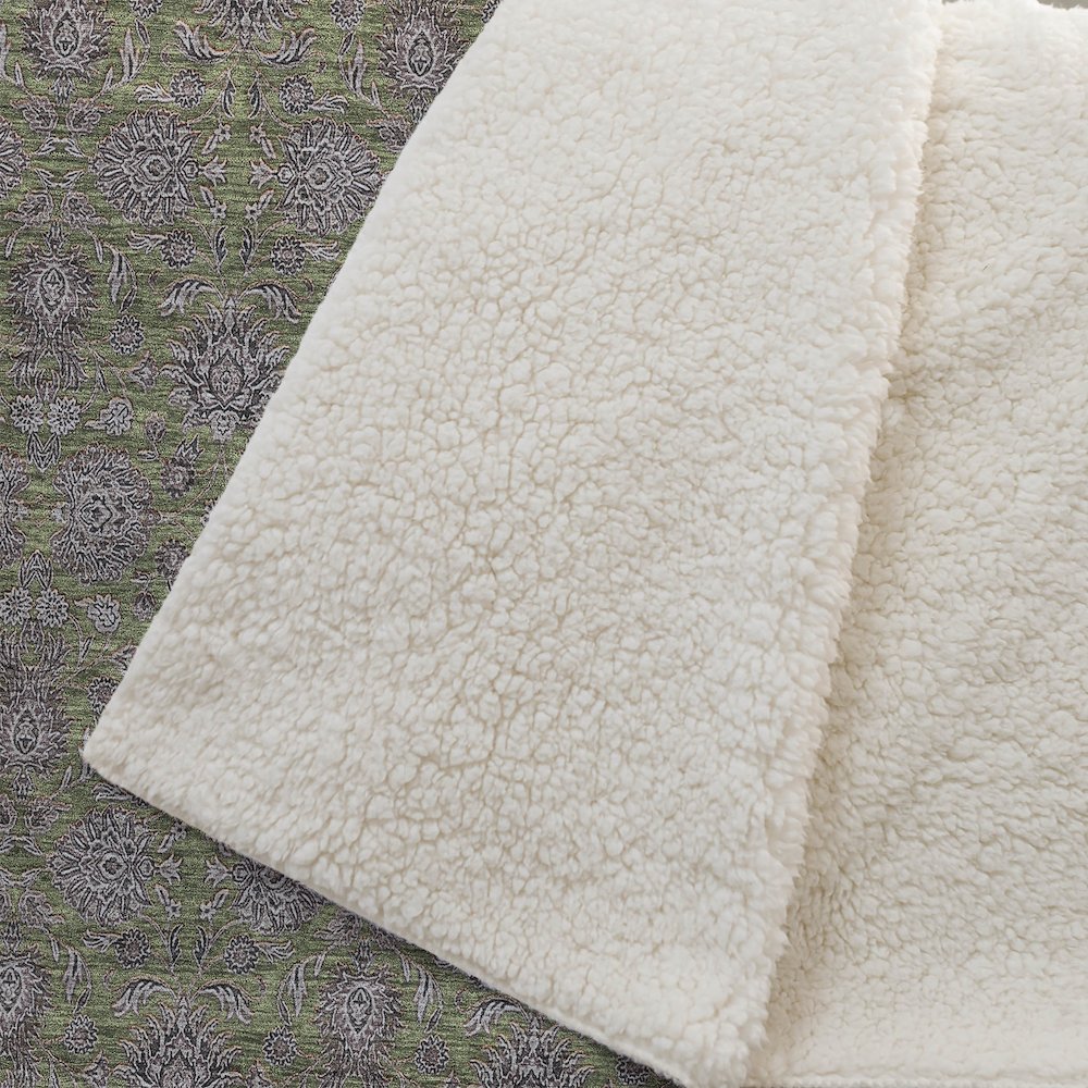 Premium Machine Washable ASB702 Olive 50" x 70" Sherpa Throw Blanket. Picture 2