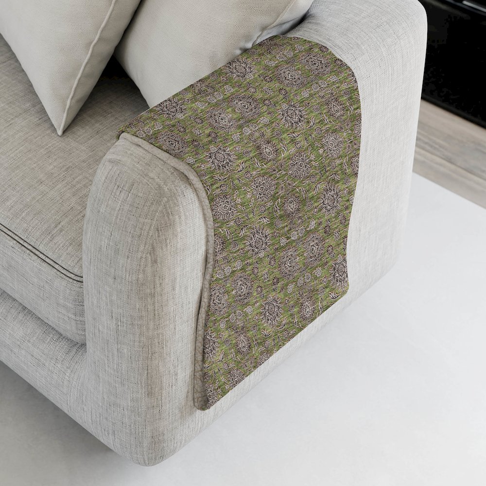 Premium Machine Washable ASB702 Olive 50" x 70" Sherpa Throw Blanket. Picture 4