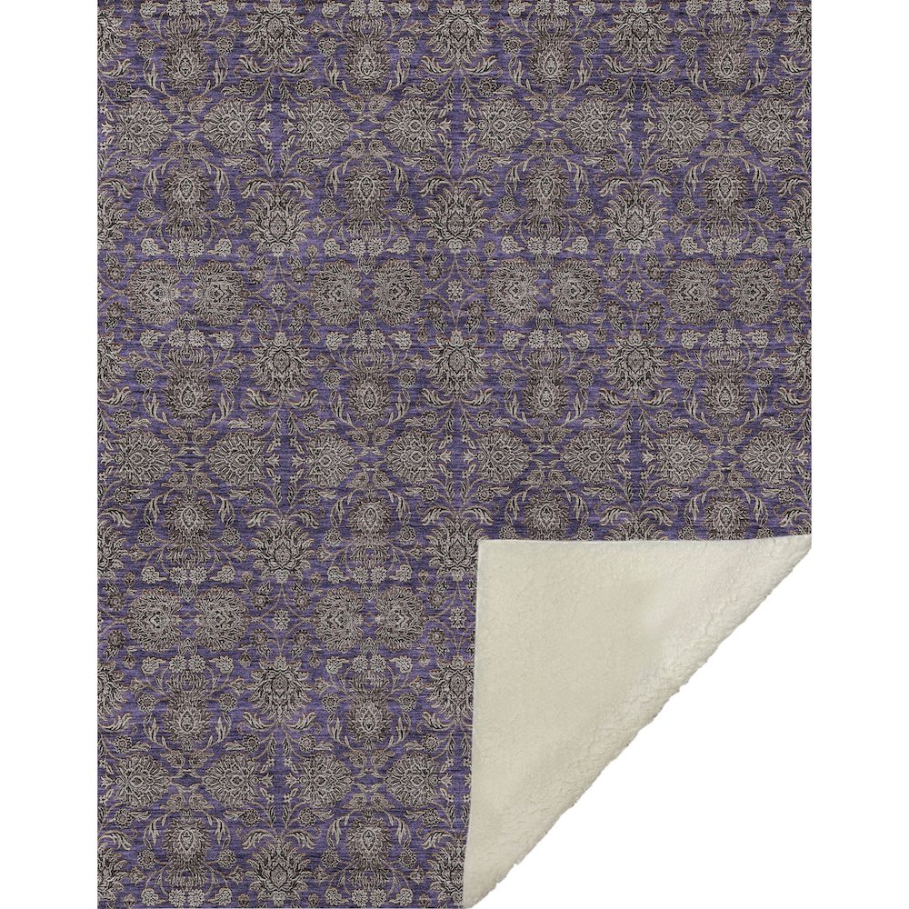 Premium Machine Washable ASB702 Purple 50" x 70" Sherpa Throw Blanket. Picture 1