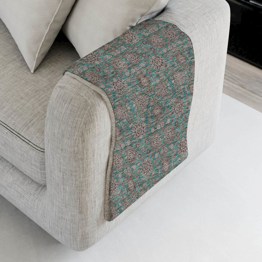 Premium Machine Washable ASB702 Teal 50" x 70" Sherpa Throw Blanket. Picture 4