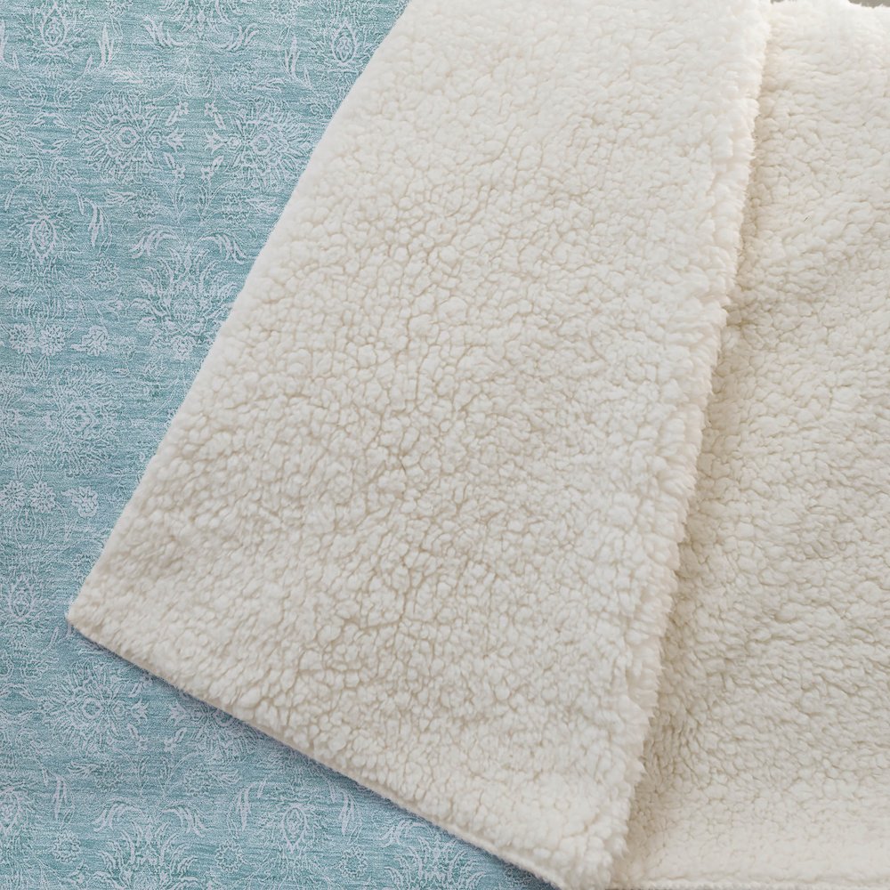 Premium Machine Washable ASB703 Aqua 50" x 70" Sherpa Throw Blanket. Picture 2