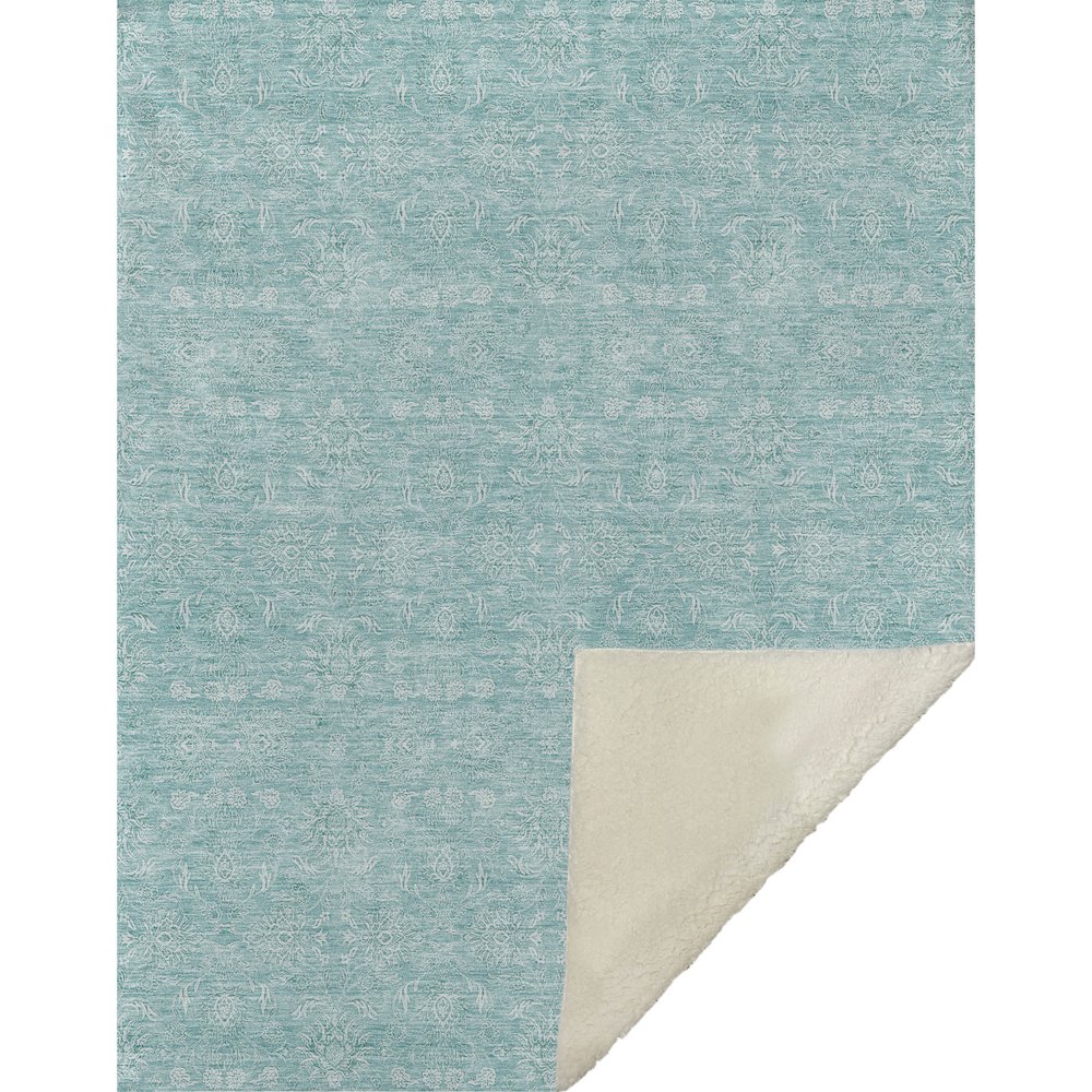 Premium Machine Washable ASB703 Aqua 50" x 70" Sherpa Throw Blanket. Picture 1