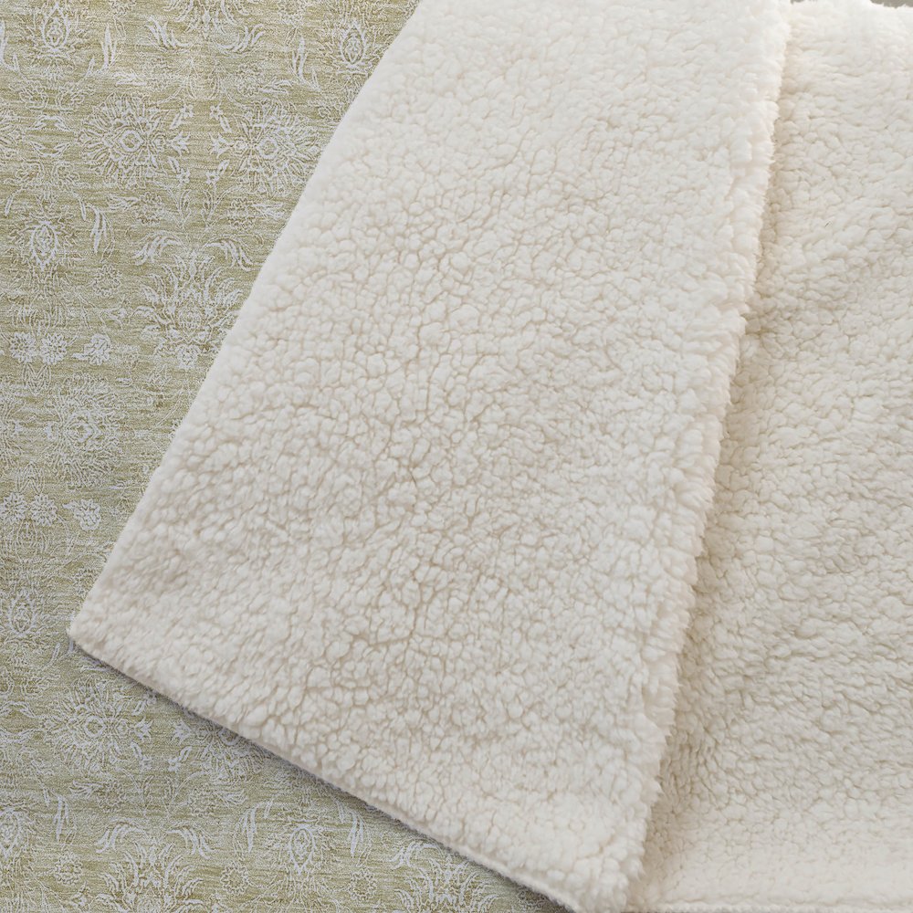Premium Machine Washable ASB703 Beige 50" x 70" Sherpa Throw Blanket. Picture 2