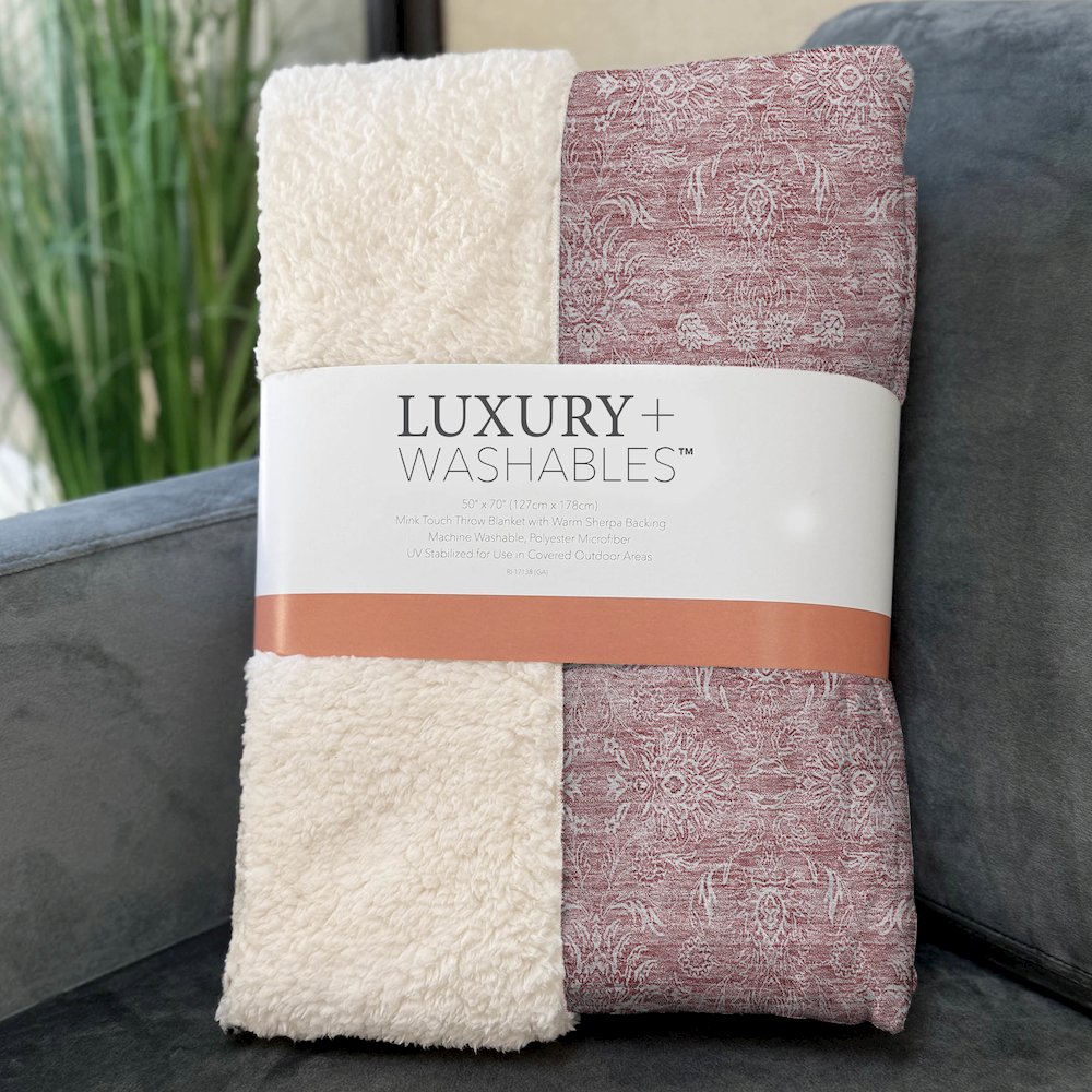 Premium Machine Washable ASB703 Blush 50" x 70" Sherpa Throw Blanket. Picture 3