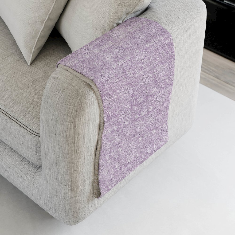 Premium Machine Washable ASB703 Lavender 50" x 70" Sherpa Throw Blanket. Picture 4