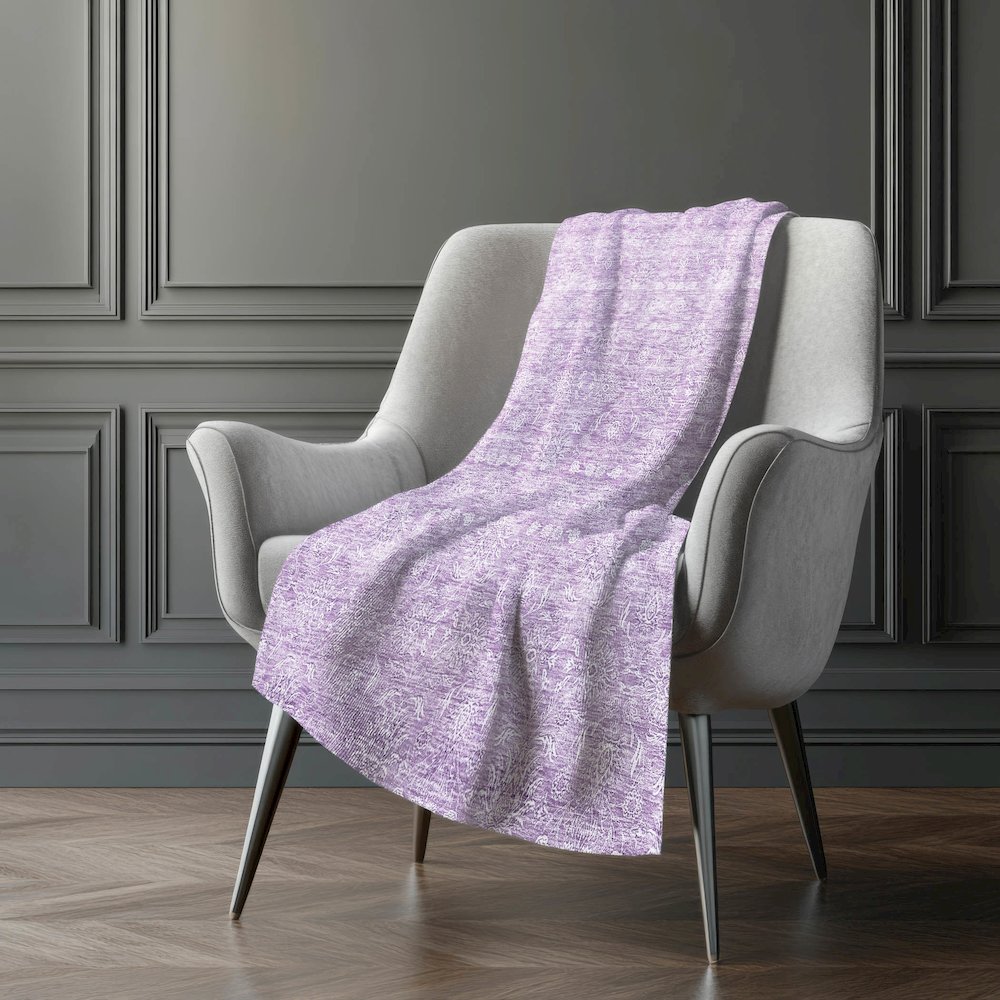 Premium Machine Washable ASB703 Lavender 50" x 70" Sherpa Throw Blanket. Picture 5